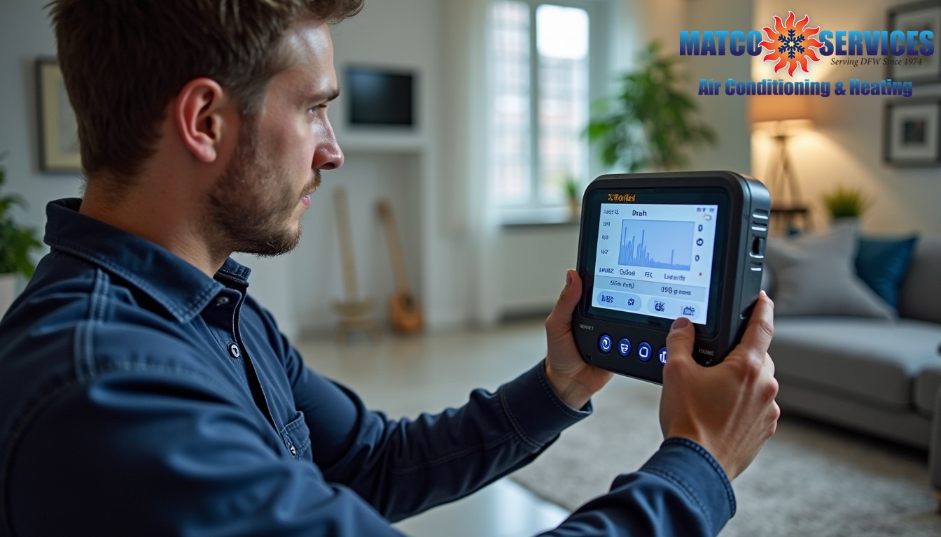 Professional using air flow testing equipment