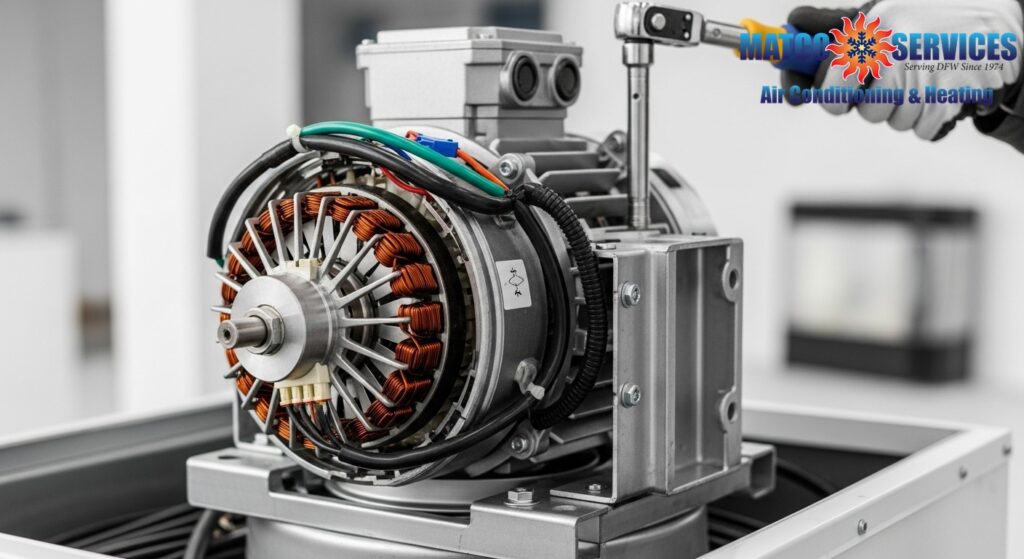 Detailed view of premium HVAC motor assembly