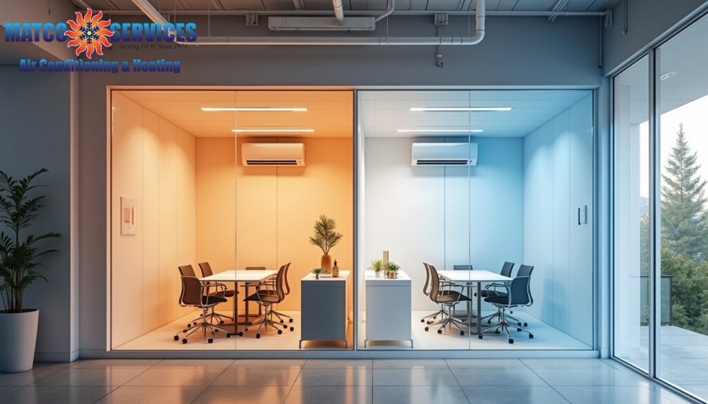 Professional VRF system installation, multi-zone operation visualization