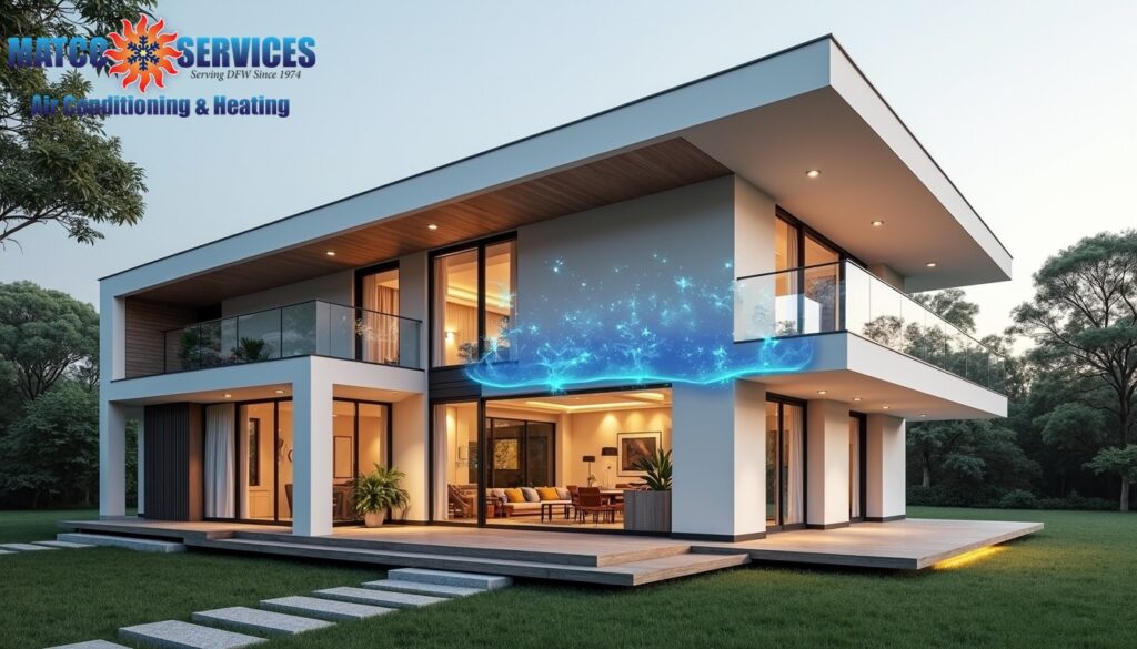 Modern home exterior with visible ventilation system