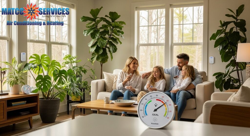 Home interior with visible humidity control equipment