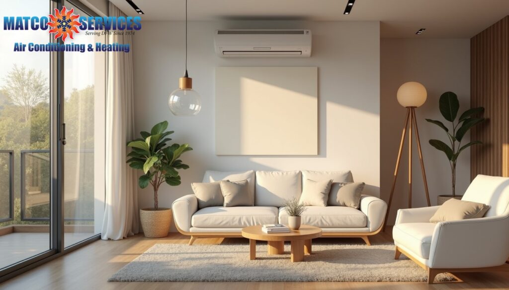 Peaceful home interior with subtle HVAC equipment