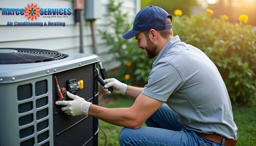 Professional HVAC service area with eco-friendly refrigerant cylinders
