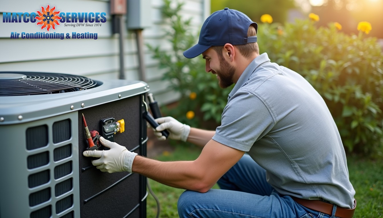 Professional HVAC service area with eco-friendly refrigerant cylinders