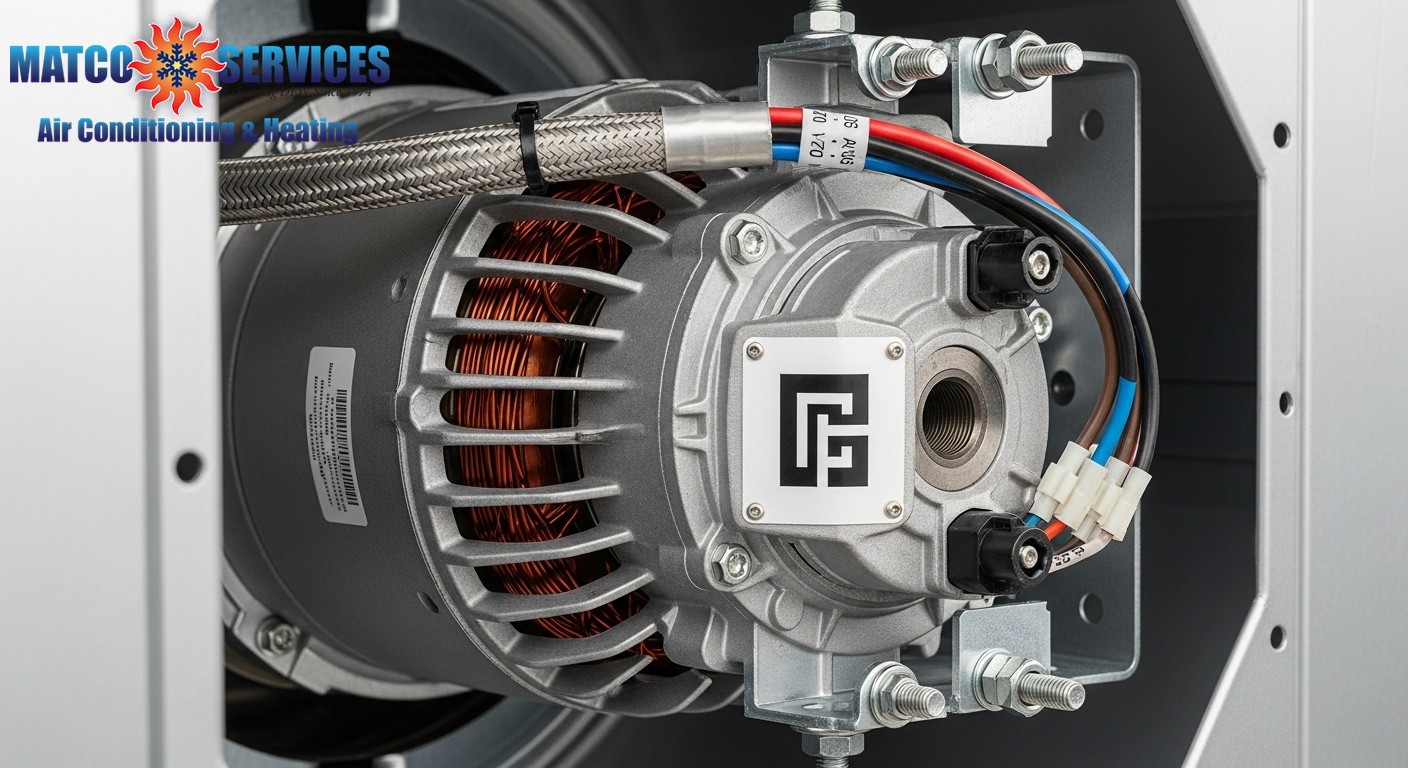 Detailed view of premium HVAC motor assembly