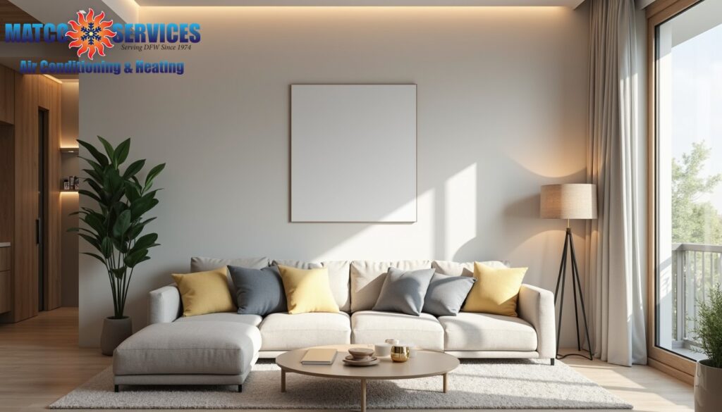 Modern home interior with multiple humidity sensors