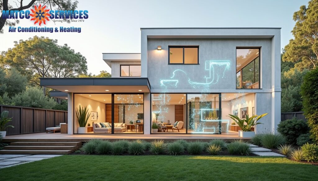 Modern home exterior with visible ventilation system