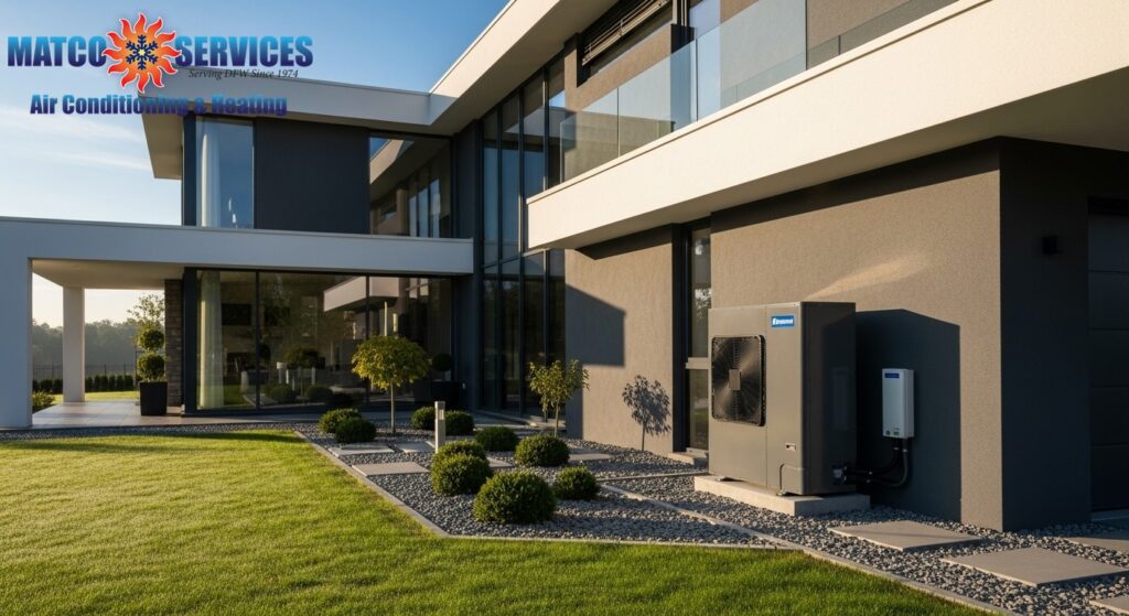 Modern home with a comfortable living space with emphasis on climate control technology