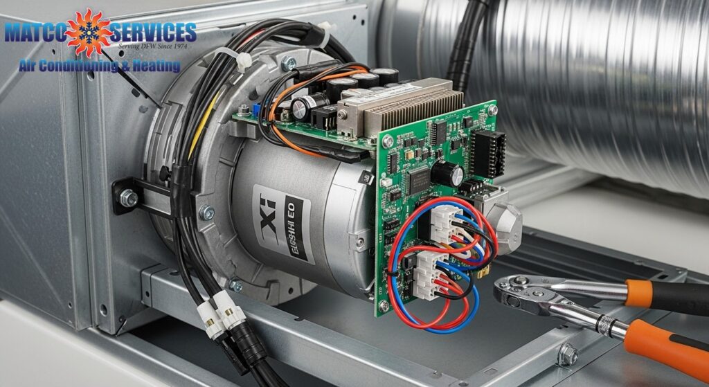 Detailed view of premium HVAC motor assembly
