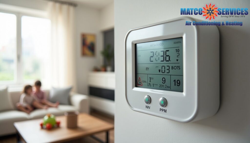 Digital CO monitor display integrated with HVAC controls