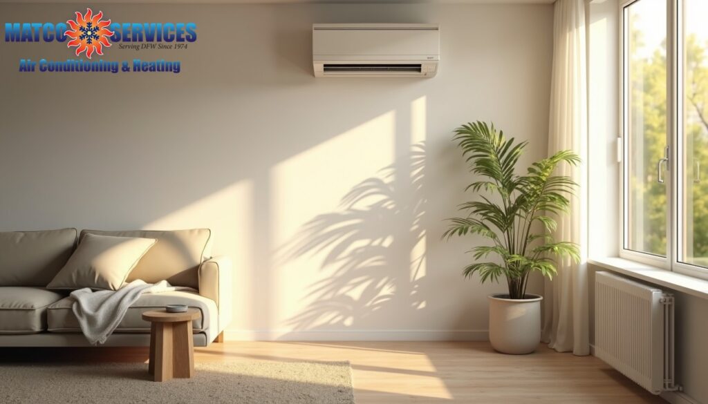 Peaceful home interior with subtle HVAC equipment