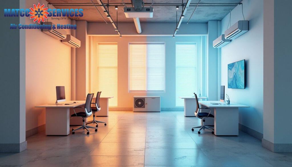Professional VRF system installation, multi-zone operation visualization