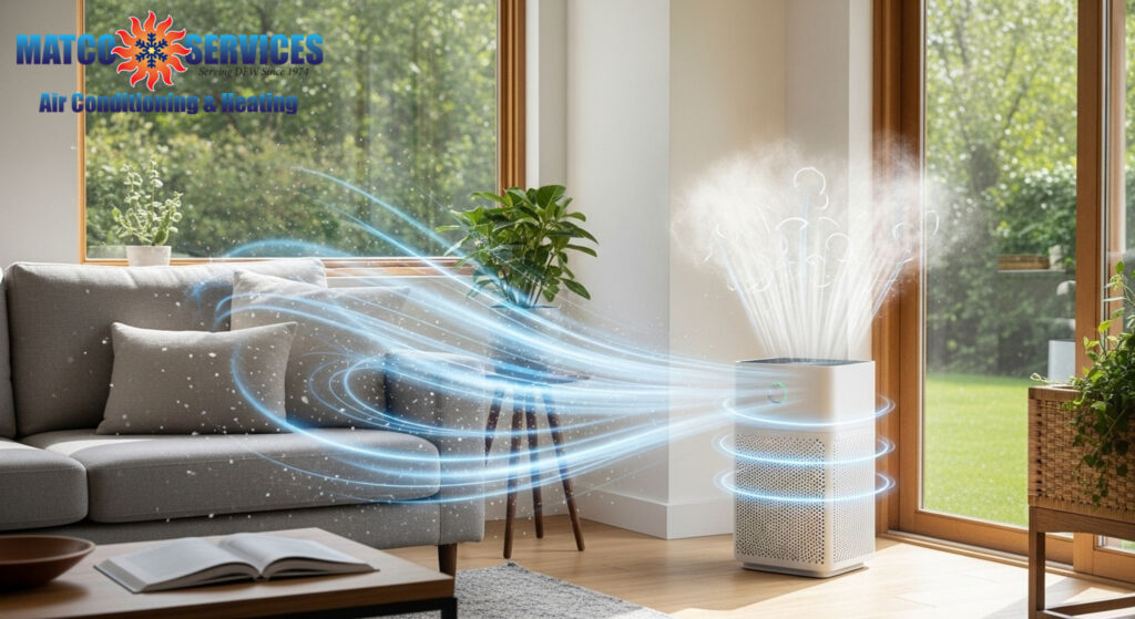 Strategic air purifier installation in modern home