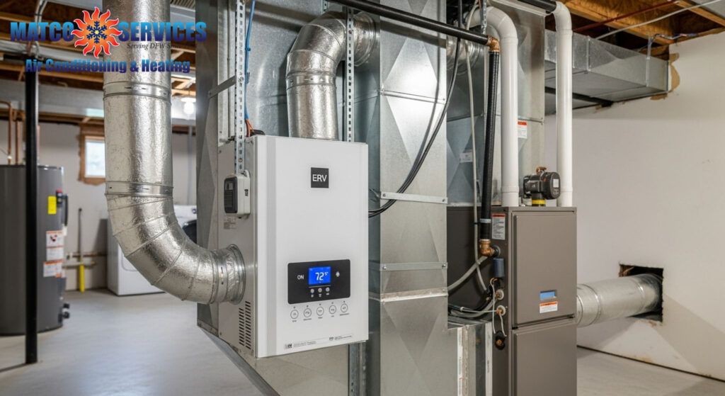 Modern ERV installation, airflow exchange visualization